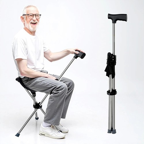 Folding walking stick - folding, seat