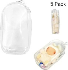 5 PCs Clear Display & Storage Case for 17cm Doll, Carrying Pouch Bag w/ Keychain