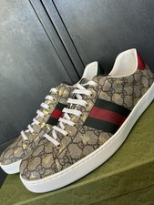 Gucci Mens Brown GG Monogram Golden Bee Ace Sneakers Size 13UK/14US