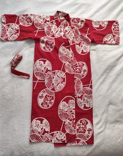 Vintage red japanese yukata - red,