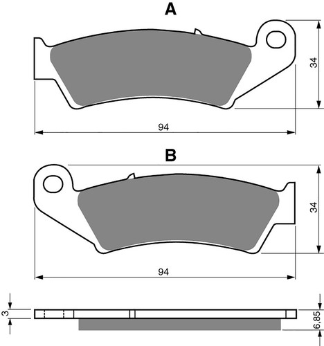 Brake disc pads front - disc, l/h