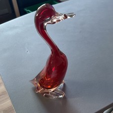 Vintage Murano Glass Duck Red