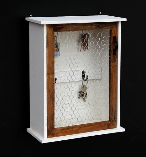 Key box wooden white - box, 12045