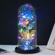 Light Up Flower Rose in Glass Dome Valentines Day Gifts Birthday Gift For Women