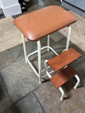 Vintage Kitchen Step Stool – Retro Industrial Metal Folding Ladder Steps Ladder