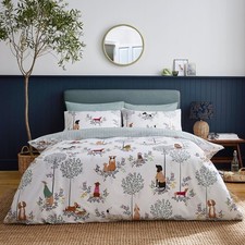 Sara Miller Superking Dapper Dog Duvet Cover Set 220TC rrp £110 reversible