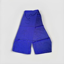 Vintage Oscar De La Renta 100% Silk Scarf Dark Blue Printed Logo Designer Rare