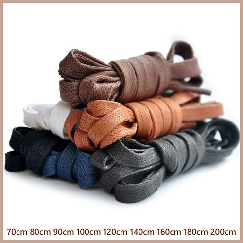 Flat waxed shoelaces - flat, leather