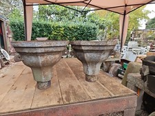 Pair Vintage Corner Cast Iron Gutter Rain Water Hopper  Planter Original Salvage