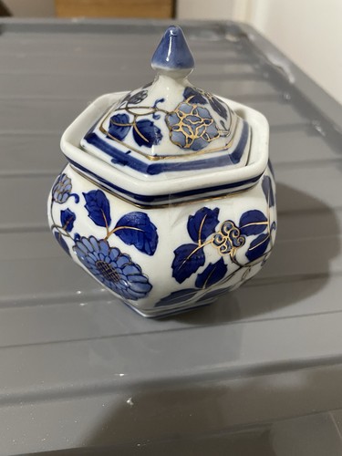 Vintage chinese hexagonal blue - chinese,