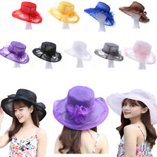 Women Wide Brim Sun Hat Wedding Tea Party Hat Kentucky Derby Noble Church Cap