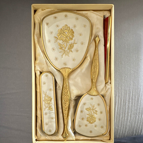 Vintage floral vanity set - floral,