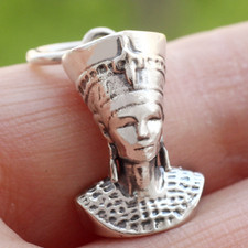 3D Nefertiti Pendant Charm In 925 Sterling Silver Egyptian Egypt Of Queen 4.9g