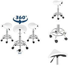 New Adjustable Hydraulic Spa Salon Swivel Bar Stool Saddle Chair Rolling White