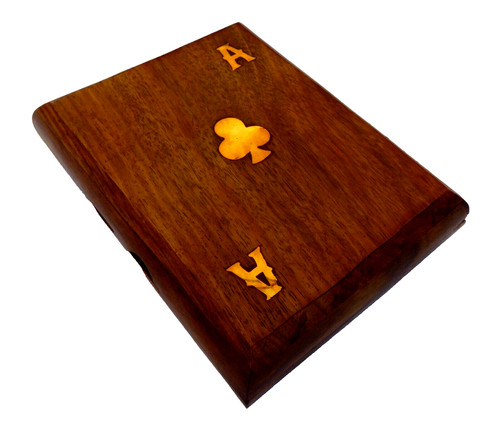Wooden playing card box with - wooden,