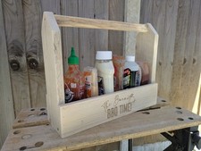 Handmade Rustic Wooden Sauce Caddy - BBQ Caddy - Personalised Condiment Holder