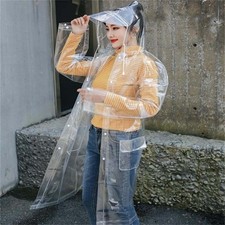 Transparent Long Raincoat Fashion Portable Rain Jacket XL