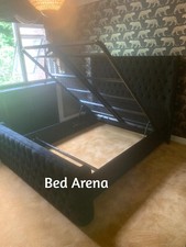 Wing back  Plush Velvet Emperor Bed, With or Without Ottoman Gaslift Storage