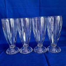 Vintage 4 MILKSHAKE GLASSES soda fountain ice cream float parfait milk shake