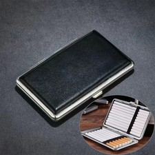 Black Leather Cigarette Box 20 Capacity Cigarette Case Smoking Storage Holder
