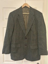 M&S St Michael Tweed Herringbone Blazer Jacket Mens Medium 100% Wool Vintage 