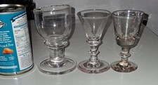 3 Unusual Georgian Glass Wine Dribking Glasses - Toast?
