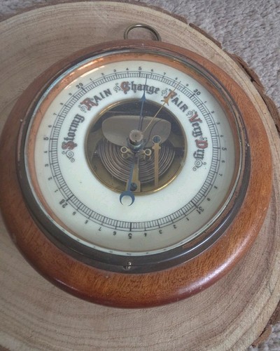 Vintage wooden wall barometer - wooden,