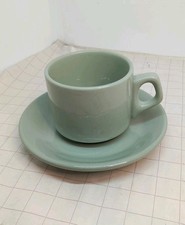 ! Dudson Brothers Vitrified Tea / Coffee Cup And Saucer Sage Green Vintage