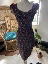 Stop Staring Dress, XS Black, White Spots, Red Cherries. Super Cute
