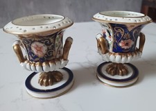 Lovely Pair of 200 years old Royal Crown Derby Imari Campana  Vases. Circa 1820s