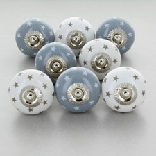 Set of 8 Grey & White Stars