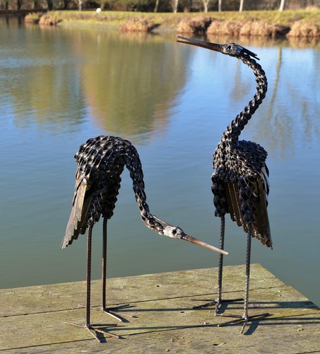 Metal heron twisted garden - twisted,