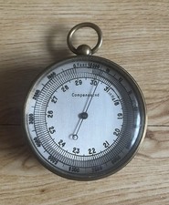 Pocket brass barometer altimeter antique
