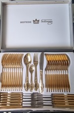 BESTECKE SOLINGEN CASED SET OF 24k GOLD PLATED CUTLERY See Photos