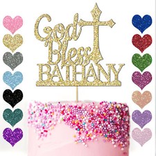 Personalised Baby Cake Topper Custom God Bless Baptism Christening Naming Day