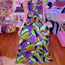 Vintage 60s 70s Huey Waltzer for Mannequin Sleeveless Maxi Dress S/M?