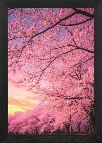 Cherry blossom trees sunset - cherry,
