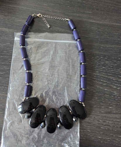 Purple black beaded - black, necklace