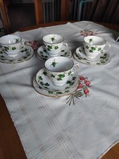 4x Vintage Colclough Ivy Leaf Tea Cups. Saucers & Side Plates Trios