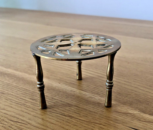 Small miniature brass trivet - miniature,