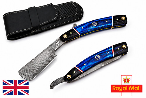 Damascus steel straight - straight, razor