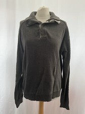 Cedarwood State Grey Cotton Button Neck Men's Jumper Size L