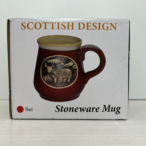 Red stoneware mug scottish - stoneware,