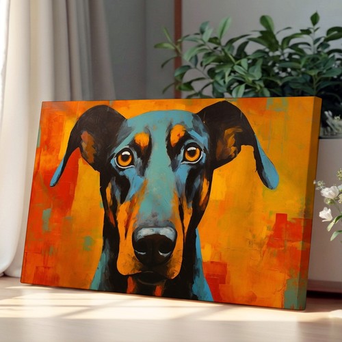 Doberman abstract canvas wall - doberman,