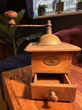 Vintage Zassenhaus Record Coffee Grinder Wooden & Cast Iron Antique Mill