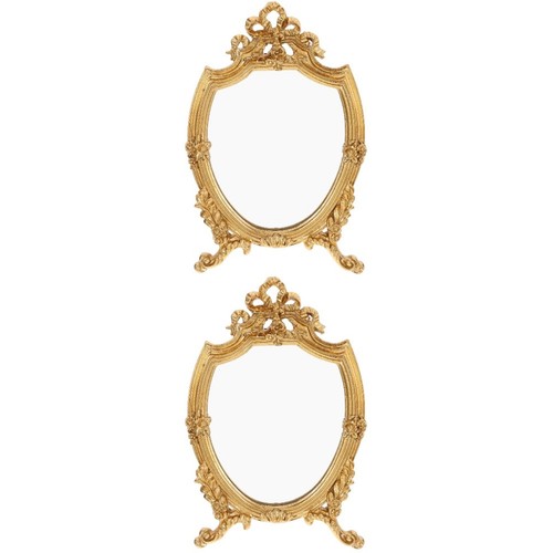 Tabletop golden makeup mirror - tabletop,