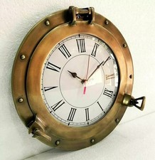 12" Antique Marine Brass Porthole Clock Nautical Wall Clock Home Decor Best Item