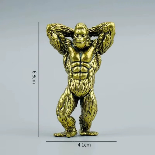 Brass muscle gorilla statue - brass,