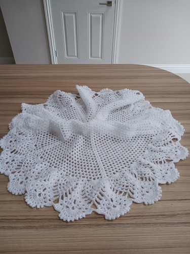 White crochet baby doll shawl - baby,