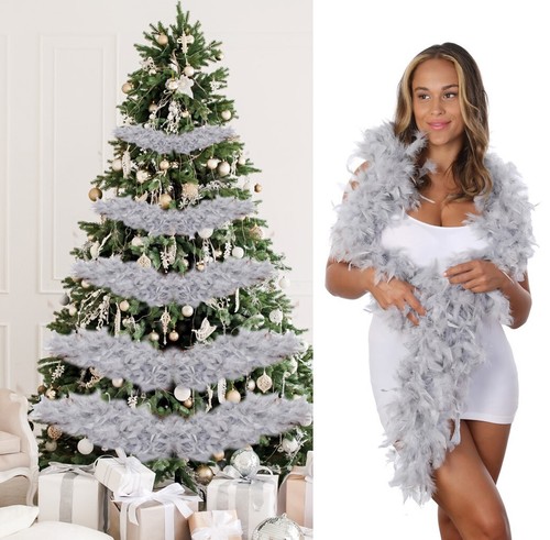 Silver grey feather boa - silver,